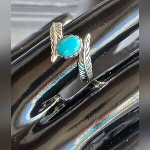 Natural Turquoise Stacker Sterling Silver Ring